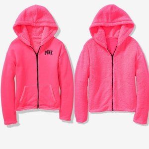 ⭐VS PINK REVERSIBLE SHERPA LINED FULL ZIP - S